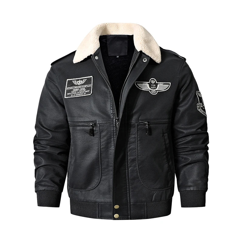 Men's motorcycle bomber leather jacket - Nathaniel