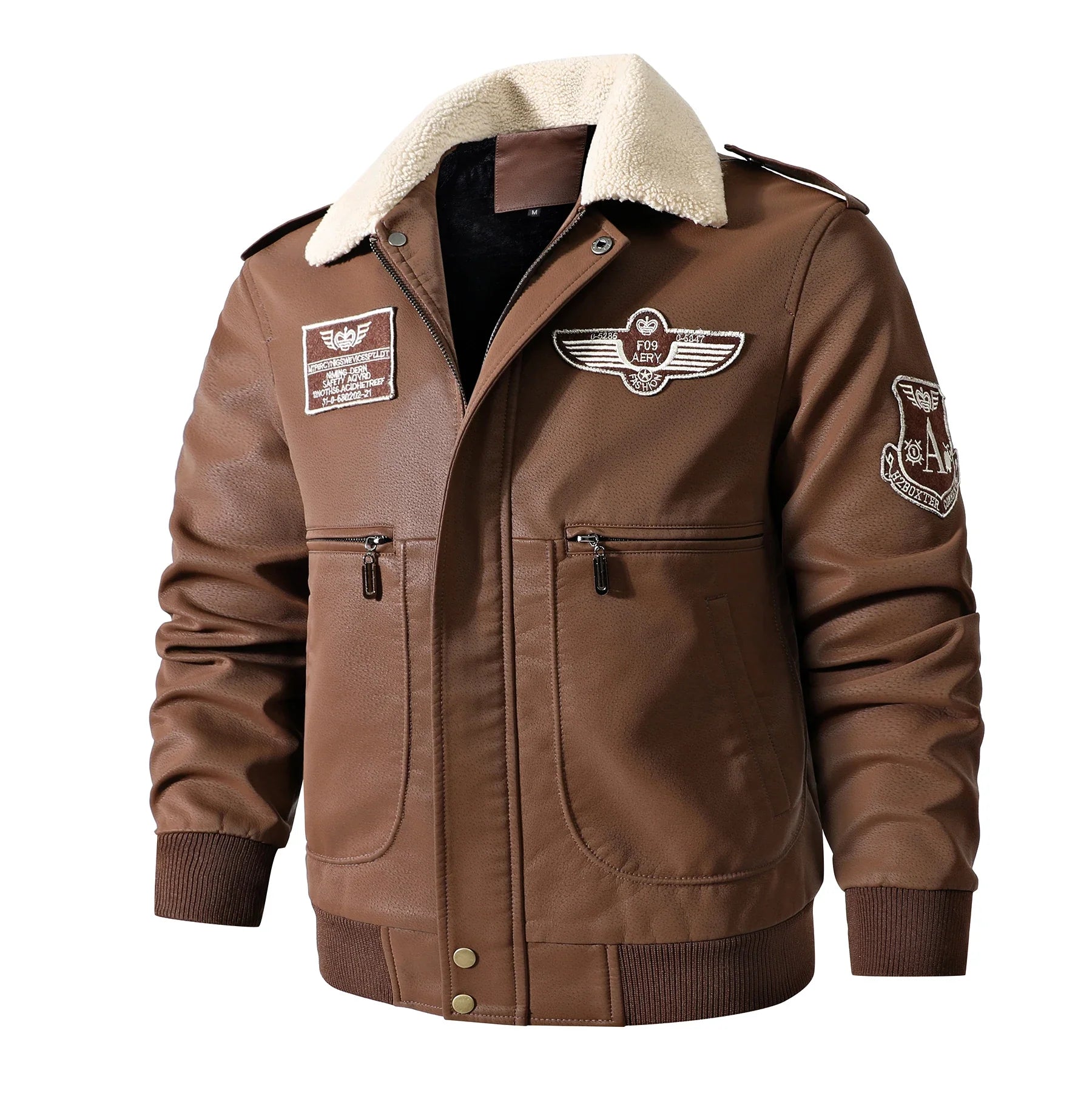 Men's motorcycle bomber leather jacket - Nathaniel