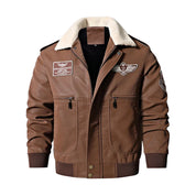 Men's motorcycle bomber leather jacket - Nathaniel