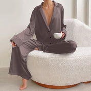 Oversized satin silk pyjama set - Ariella