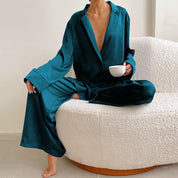 Oversized satin silk pyjama set - Ariella