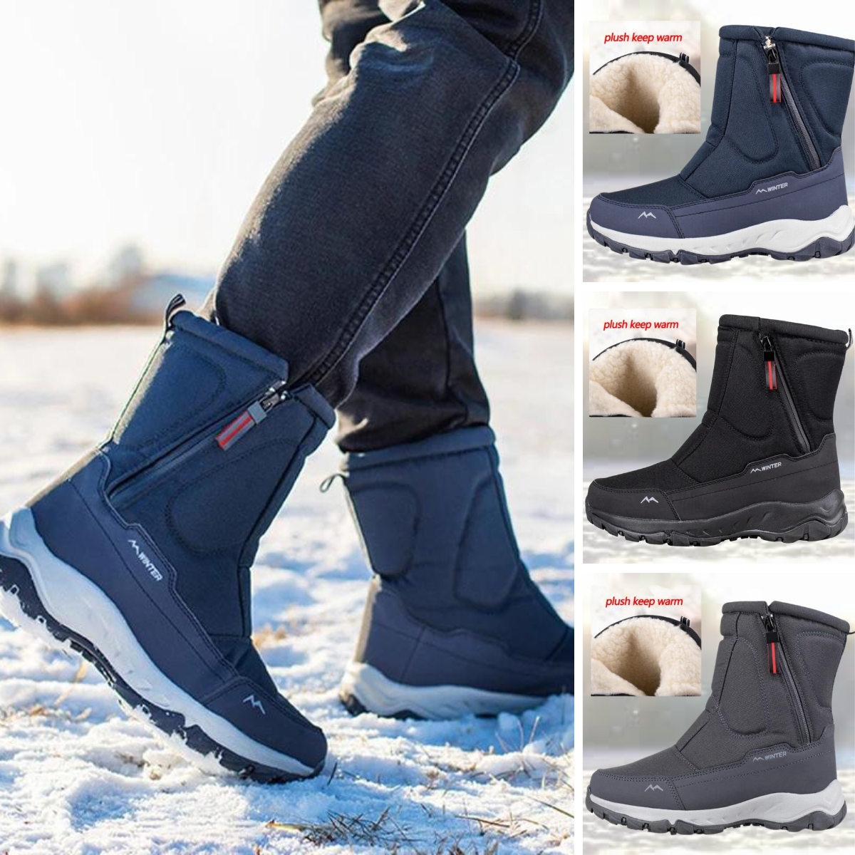 Fashionable mesh mid-calf snow boots - Danial