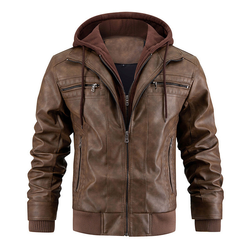 Stylish leather jacket with hood - Ryder