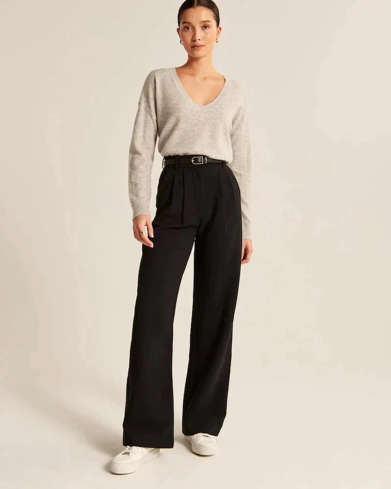 Stylish wide leg waisted trousers - Delaney