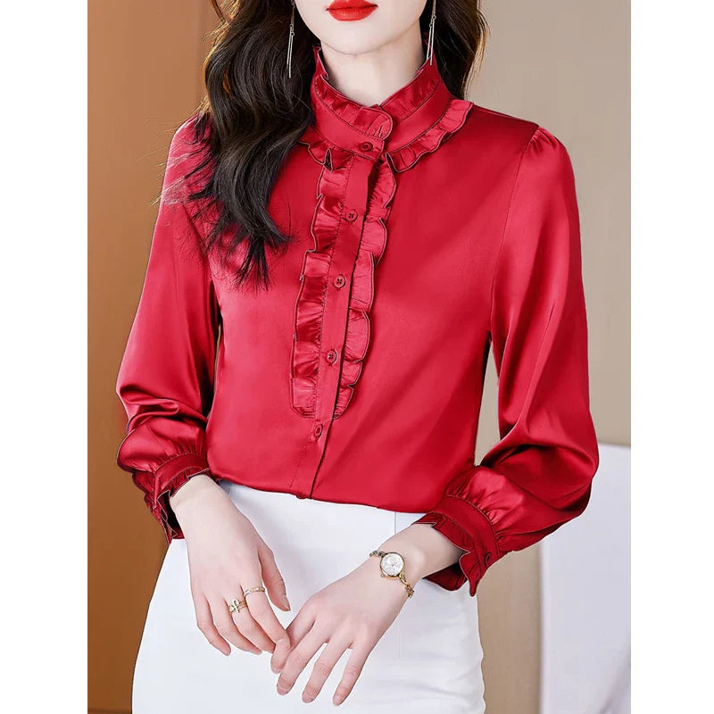 Elegant satin silk shirt - Elaina