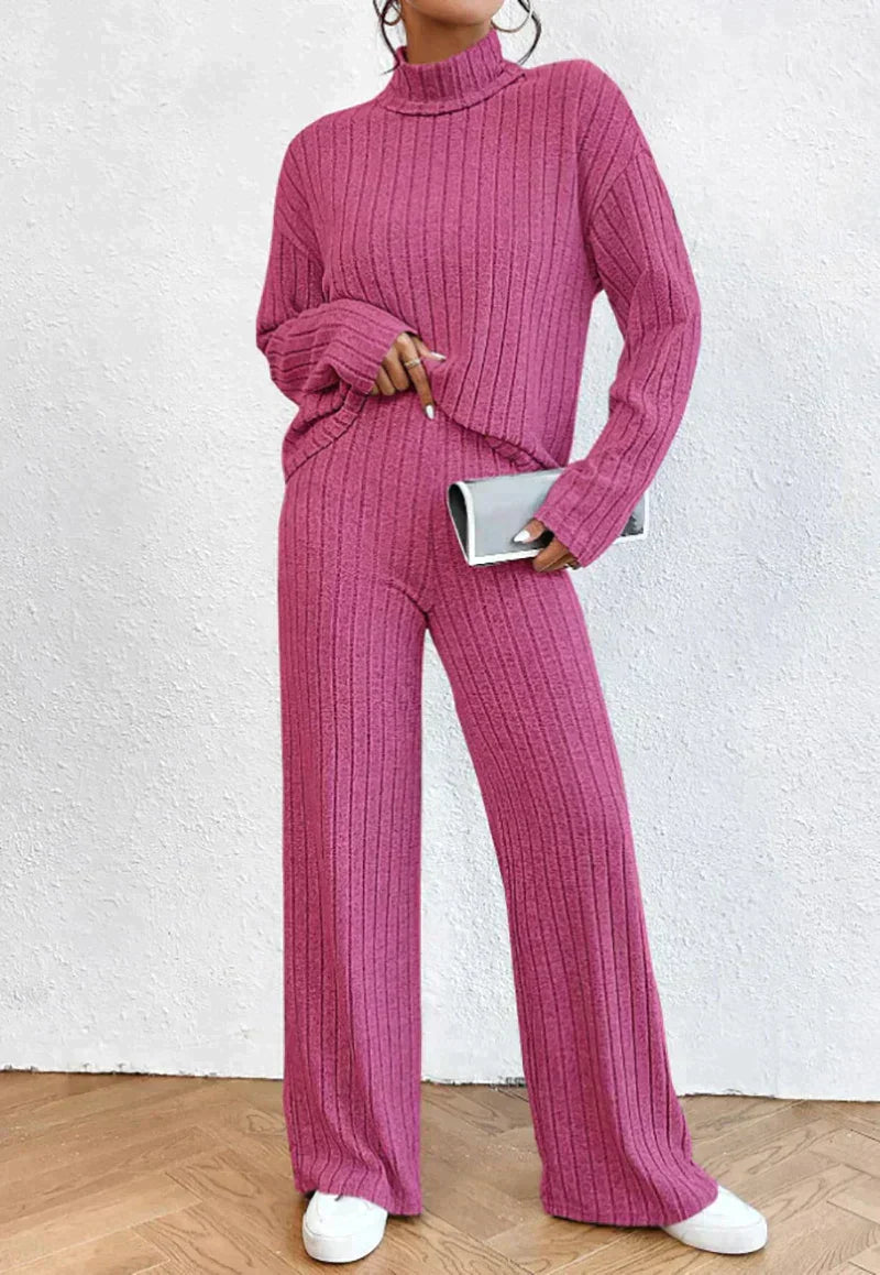 Knitted trousers and turtleneck top set - Daisy