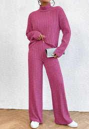 Knitted trousers and turtleneck top set - Daisy