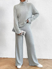 Knitted trousers and turtleneck top set - Daisy