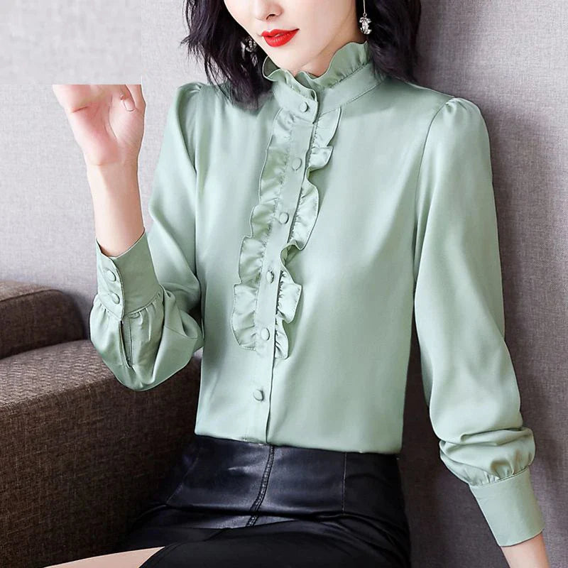 Elegant satin silk shirt - Elaina