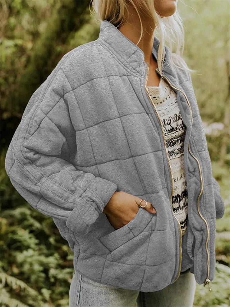 Warm check printed cotton jacket - Amanda