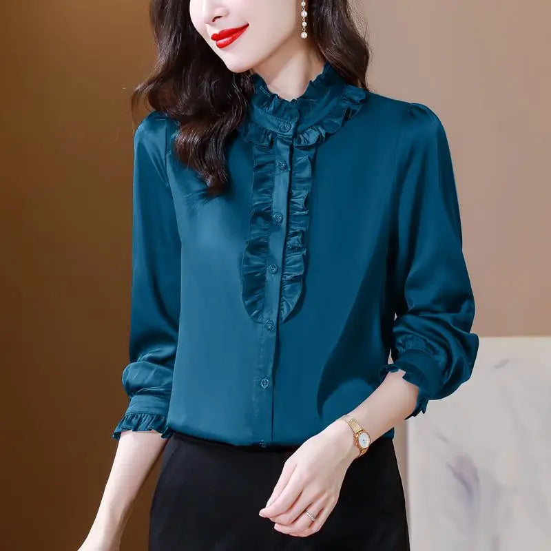 Elegant satin silk shirt - Elaina