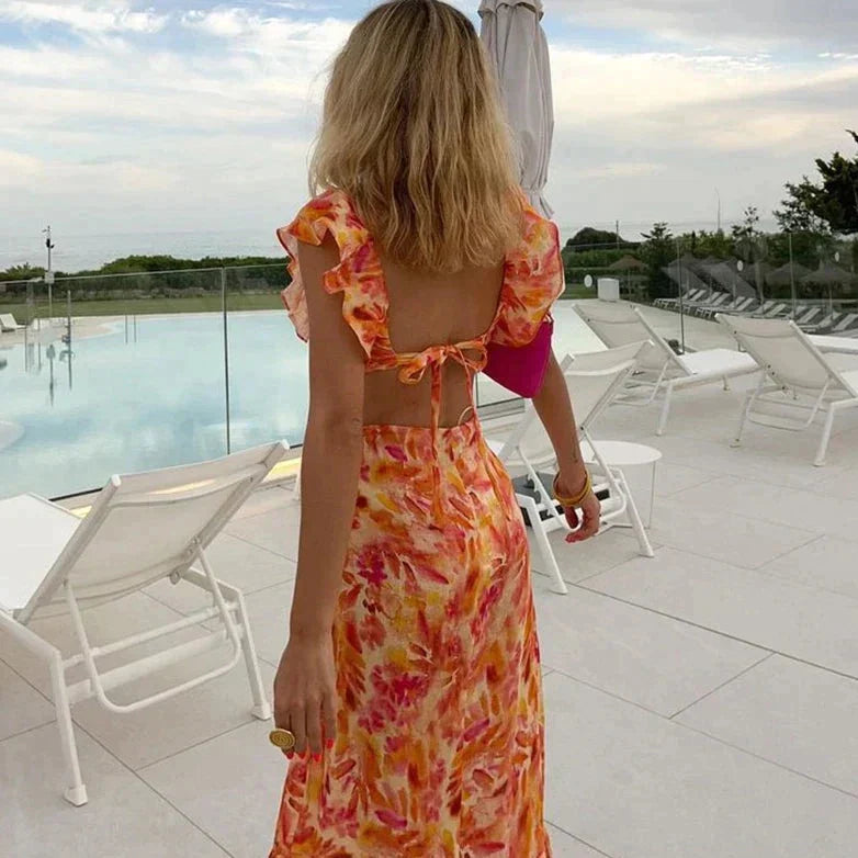 Elegant printed dress with ruffles - Melanie