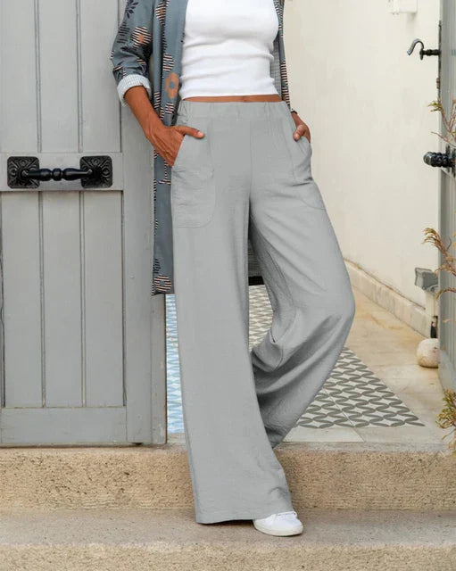 Elegant elastic waist wide-leg trousers - Harlow