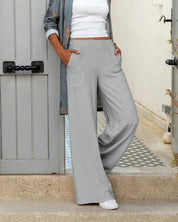 Elegant elastic waist wide-leg trousers - Harlow