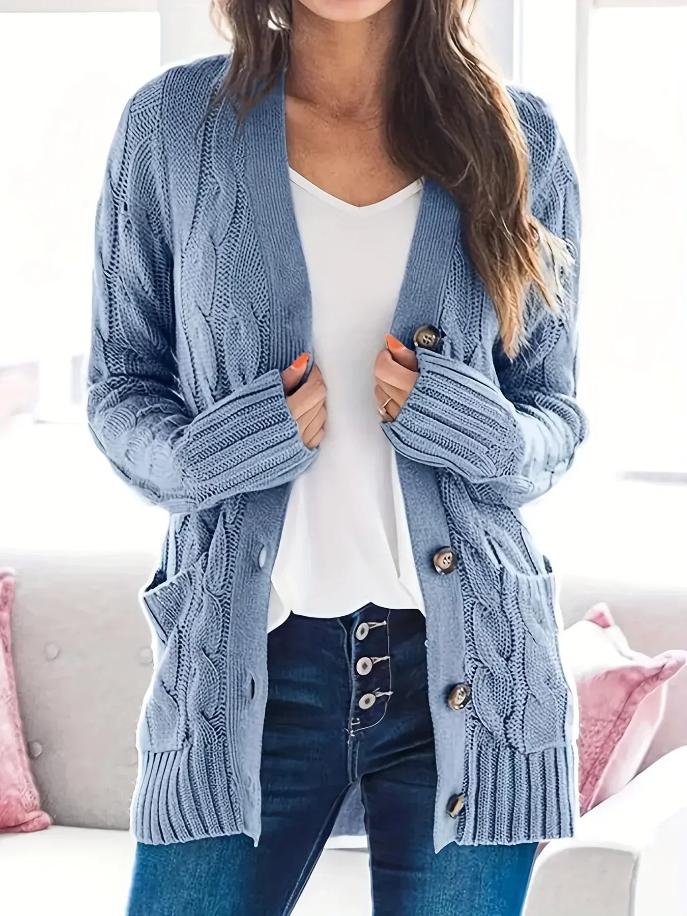 Knitted cardigan with buttons - Arleth