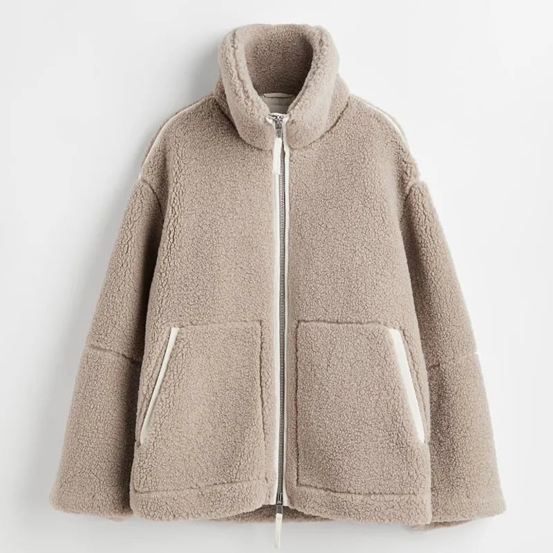 Elegant warm teddy jacket - Rosemary