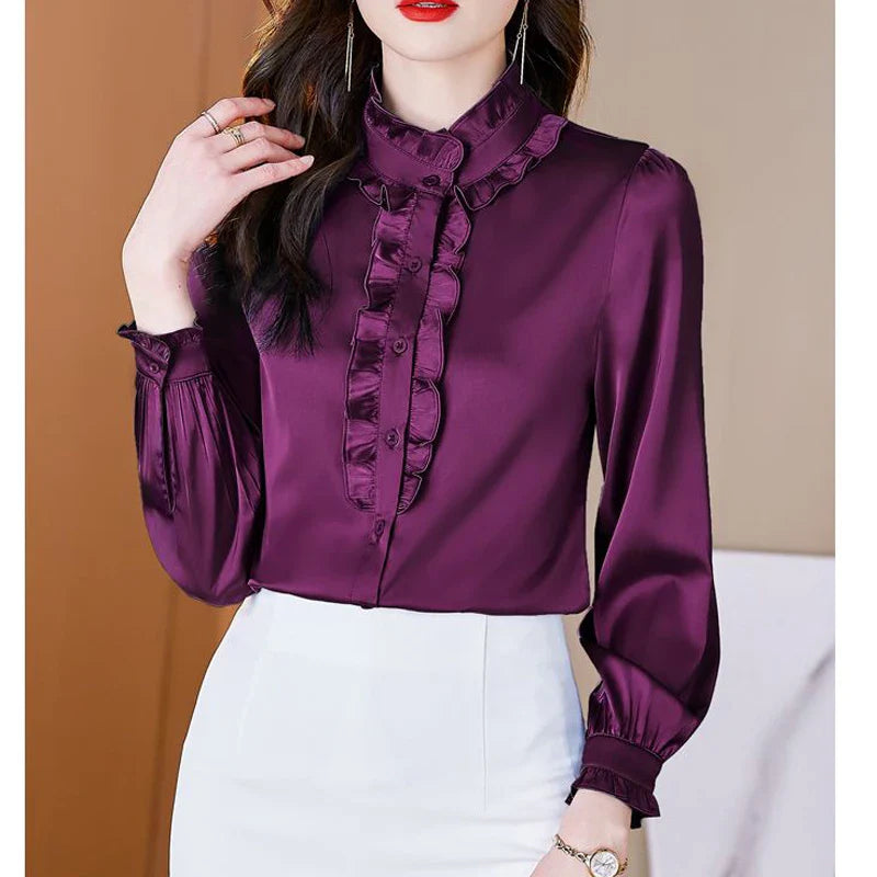 Elegant satin silk shirt - Elaina