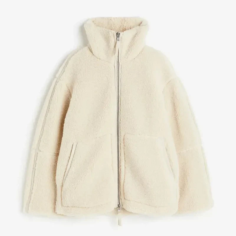 Elegant warm teddy jacket - Rosemary