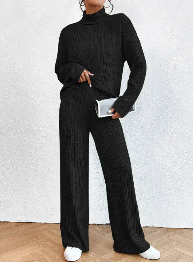 Knitted trousers and turtleneck top set - Daisy