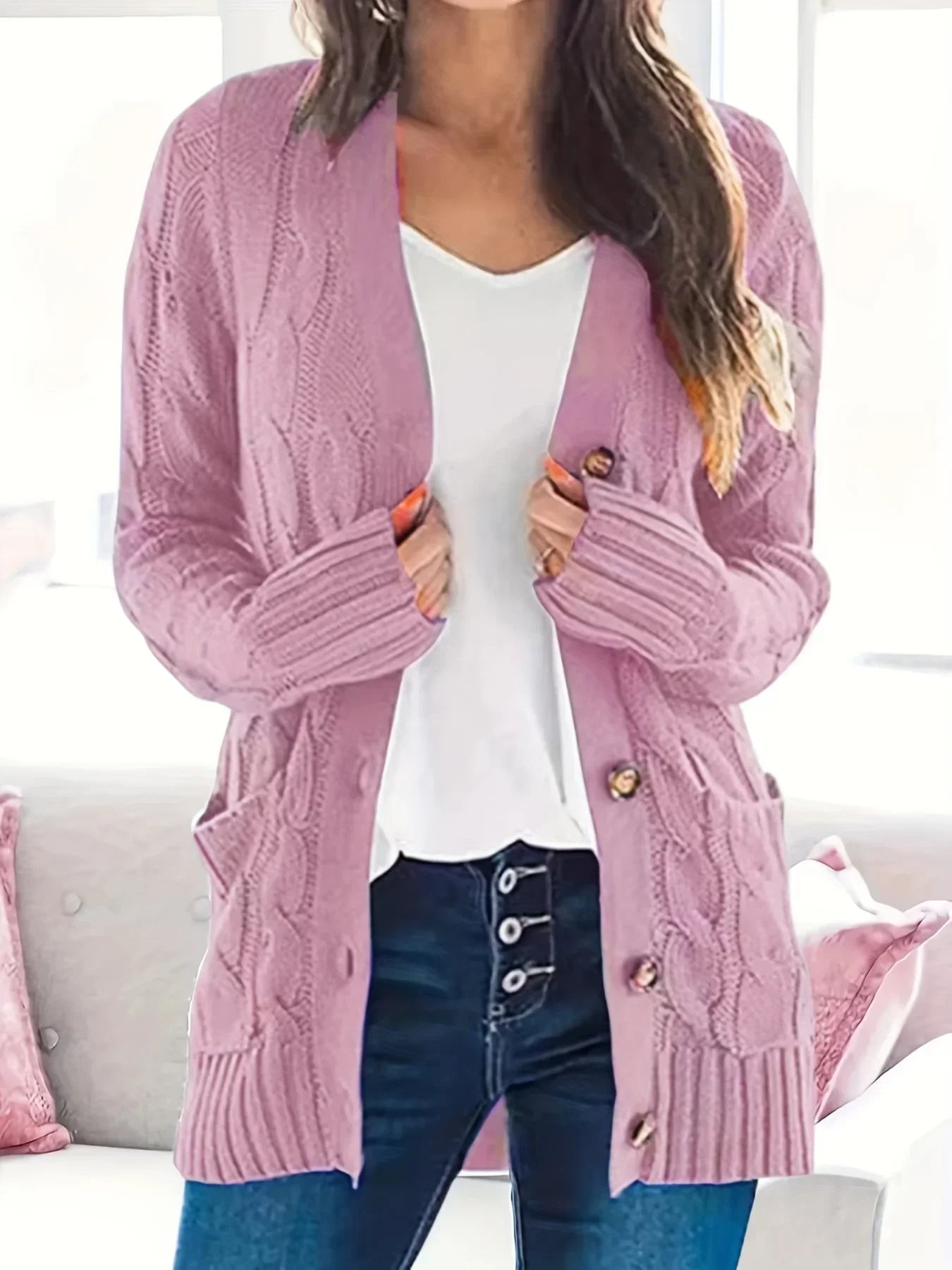 Knitted cardigan with buttons - Arleth