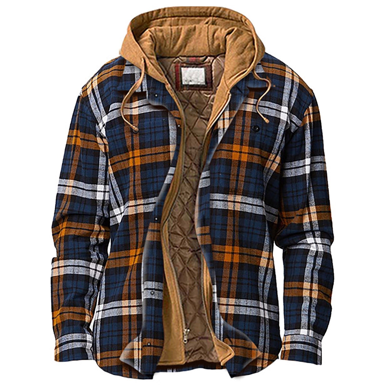 Extra warm checked jacket with hood - Mason