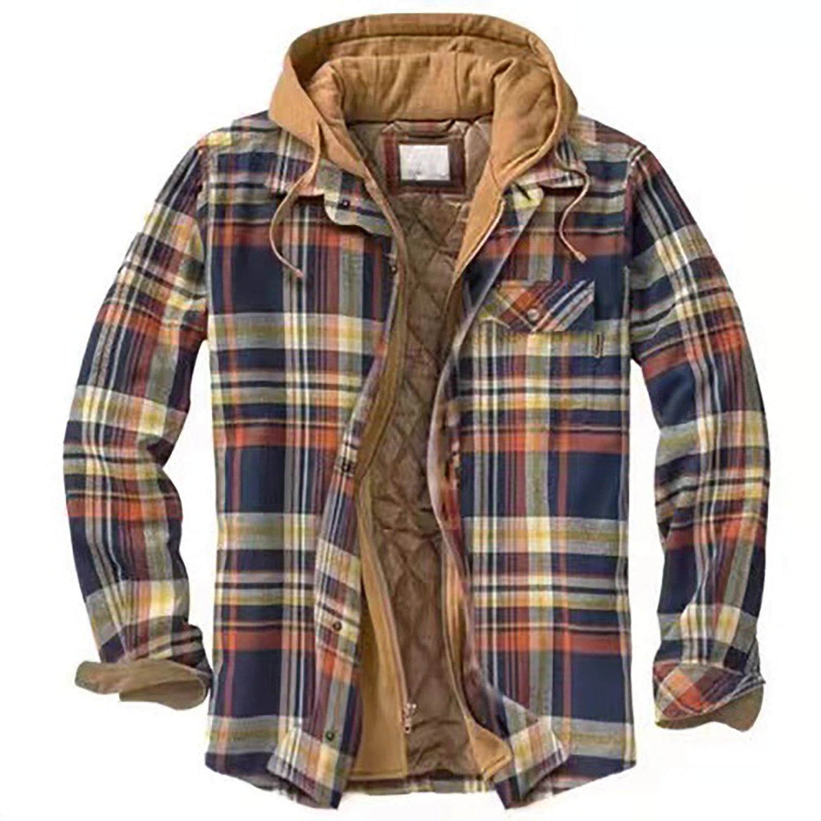 Extra warm checked jacket with hood - Mason