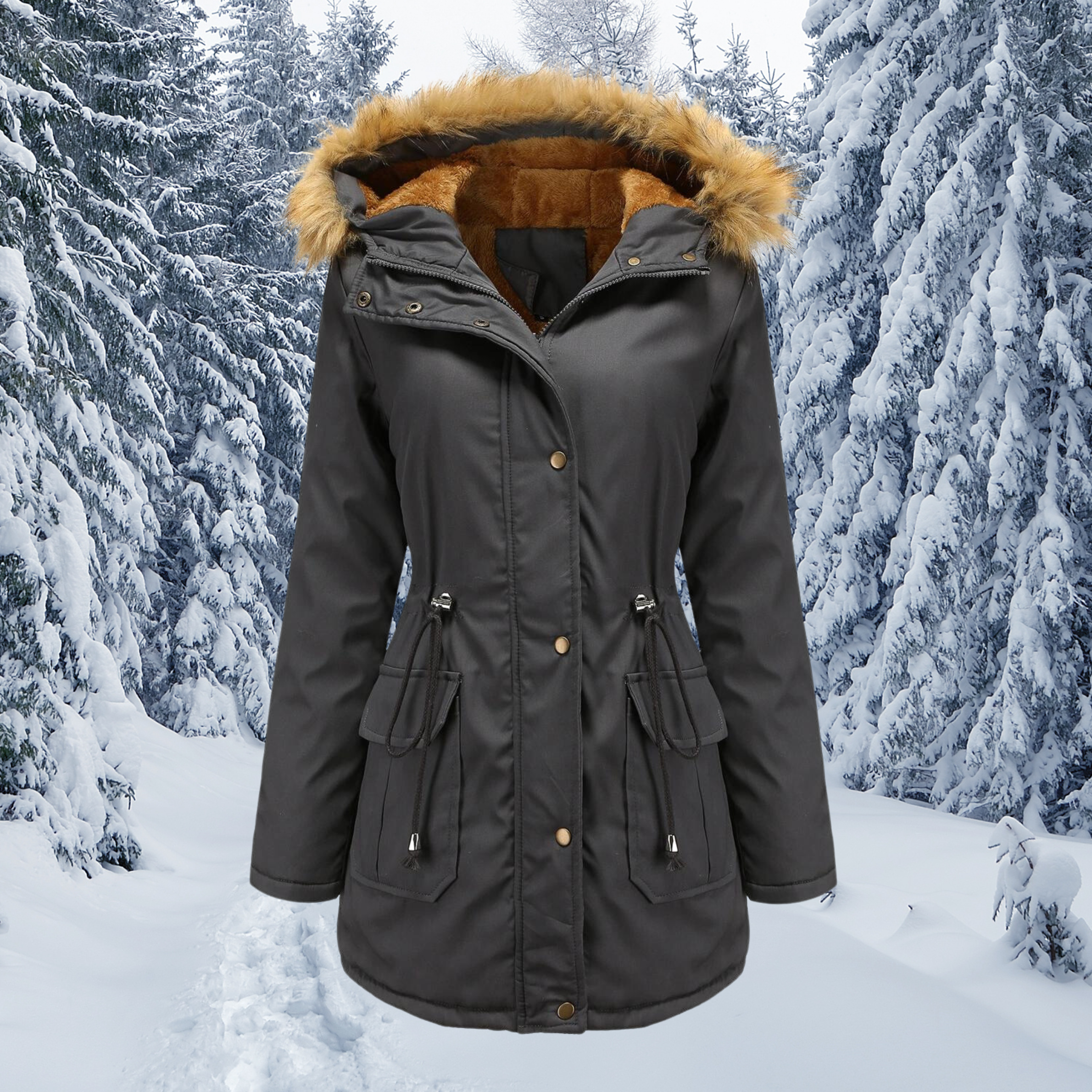 Padded winter jacket with fur collar - Nicole