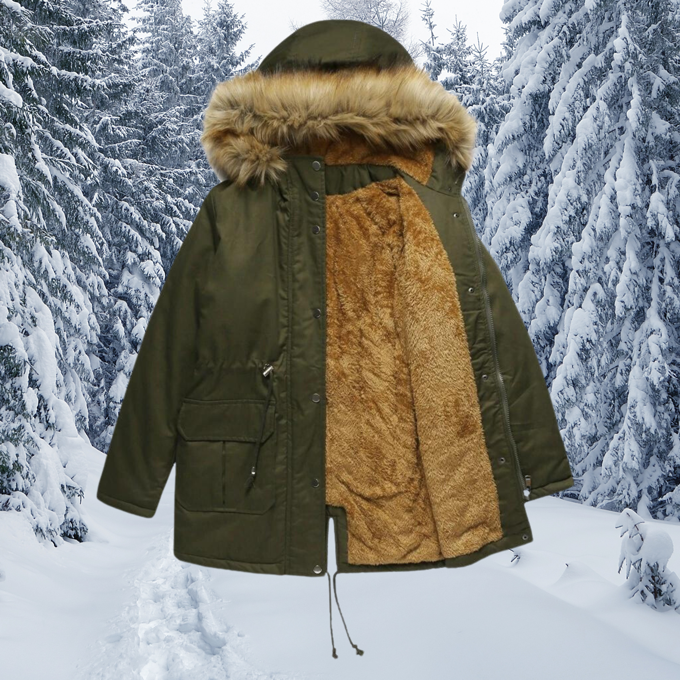 Padded winter jacket with fur collar - Nicole