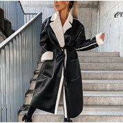 Long leather coat with fur - Ariah