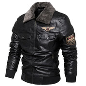 Men's winter leather jacket - Leon