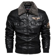 Men's winter leather jacket - Leon