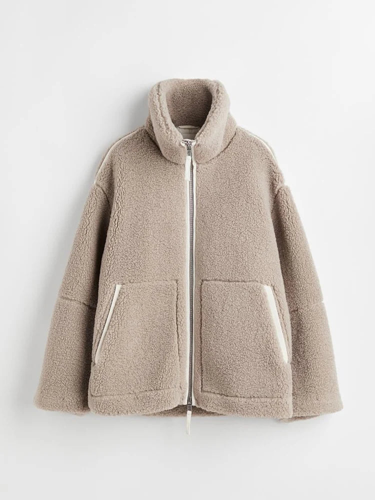 Elegant warm teddy jacket - Rosemary