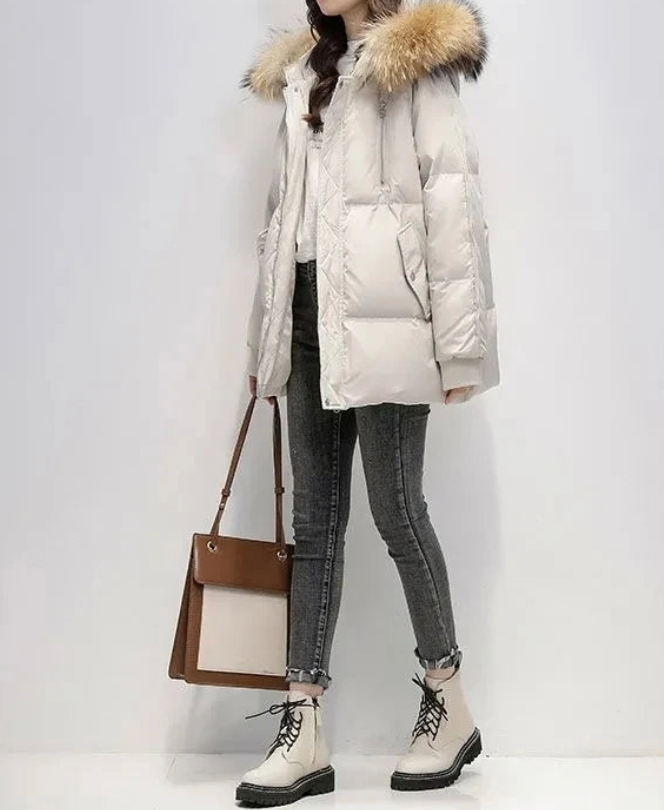 Warm faux fur hooded jacket - Astrid