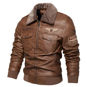 Men's winter leather jacket - Leon