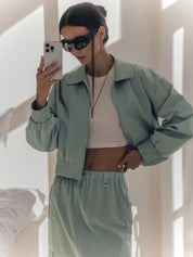 Stylish short jacket in mint color - Rosie