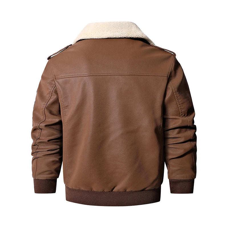 Men's motorcycle bomber leather jacket - Nathaniel