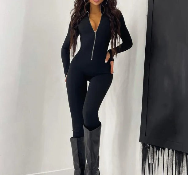 Black jumpsuit with zip - Lexi