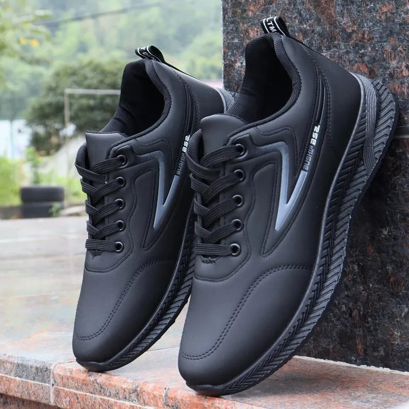 Sporty style leather waterproof trainers - Angelo