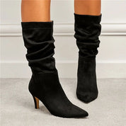 Suede mid-calf high heels boots  - Callie