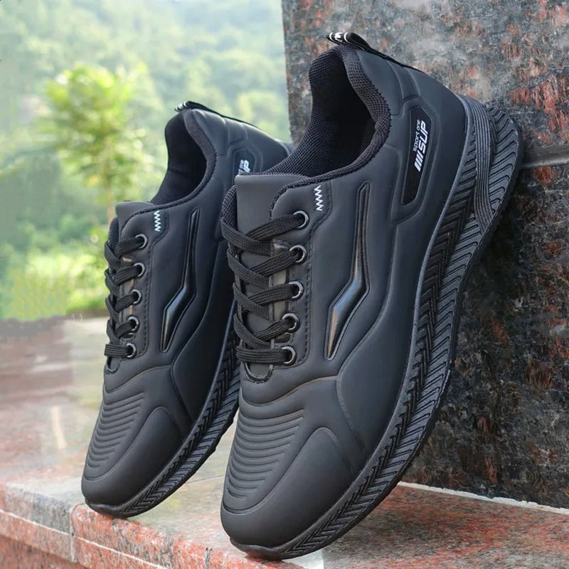 Sporty style leather waterproof trainers - Angelo