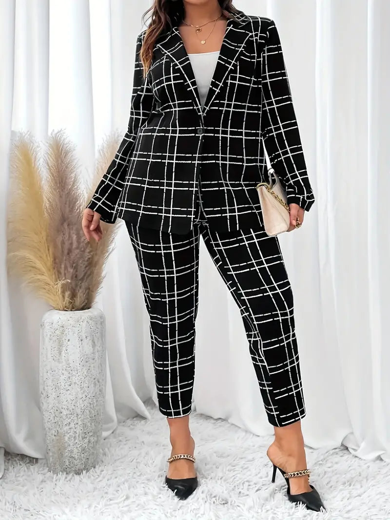 Stylish checkered blazer set - Cora