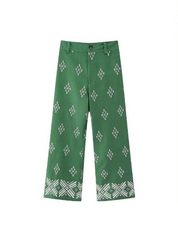 Straight embroidered vintage trousers - Zara