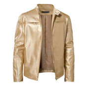 Stand-up collar leather jacket - Dallas