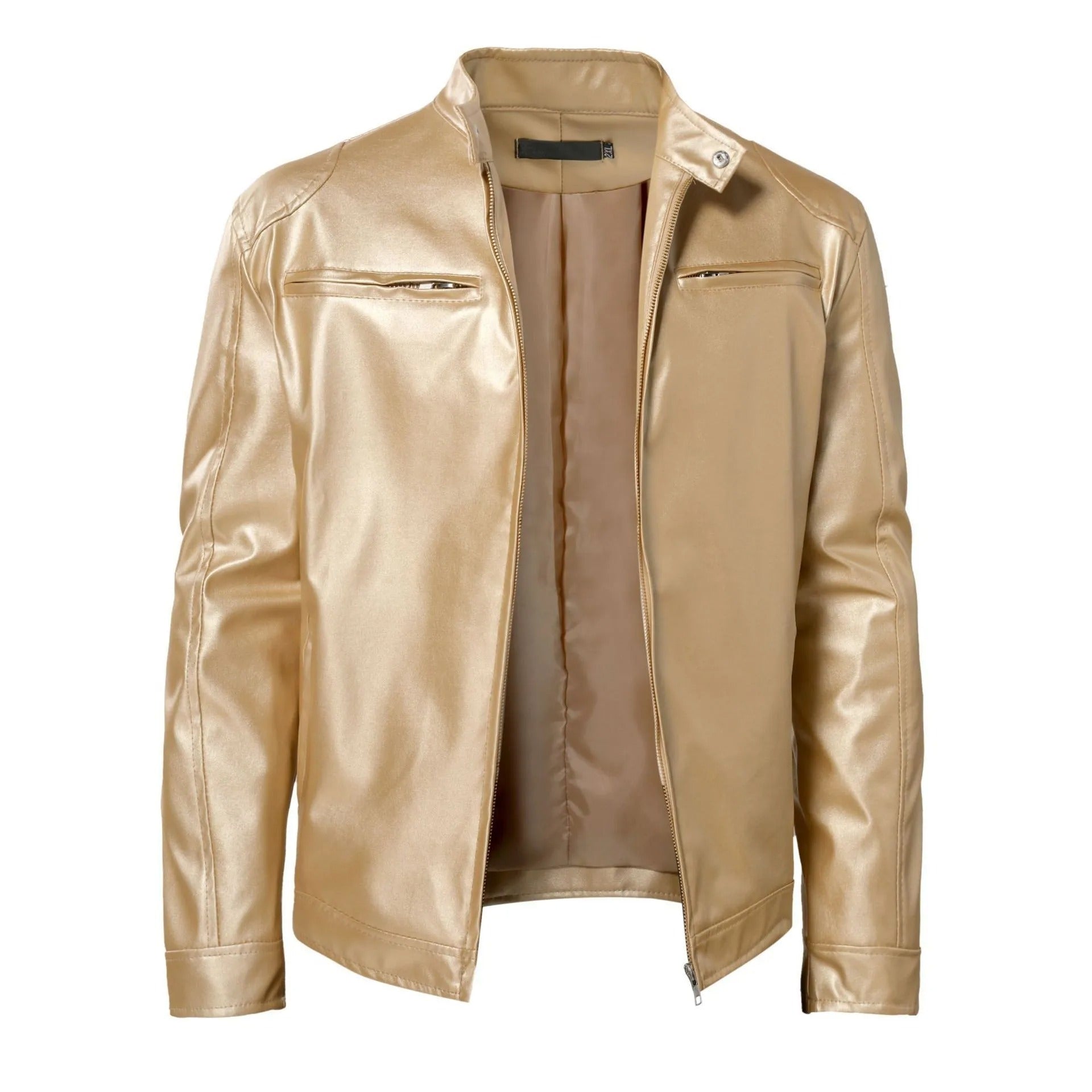 Stand-up collar leather jacket - Dallas