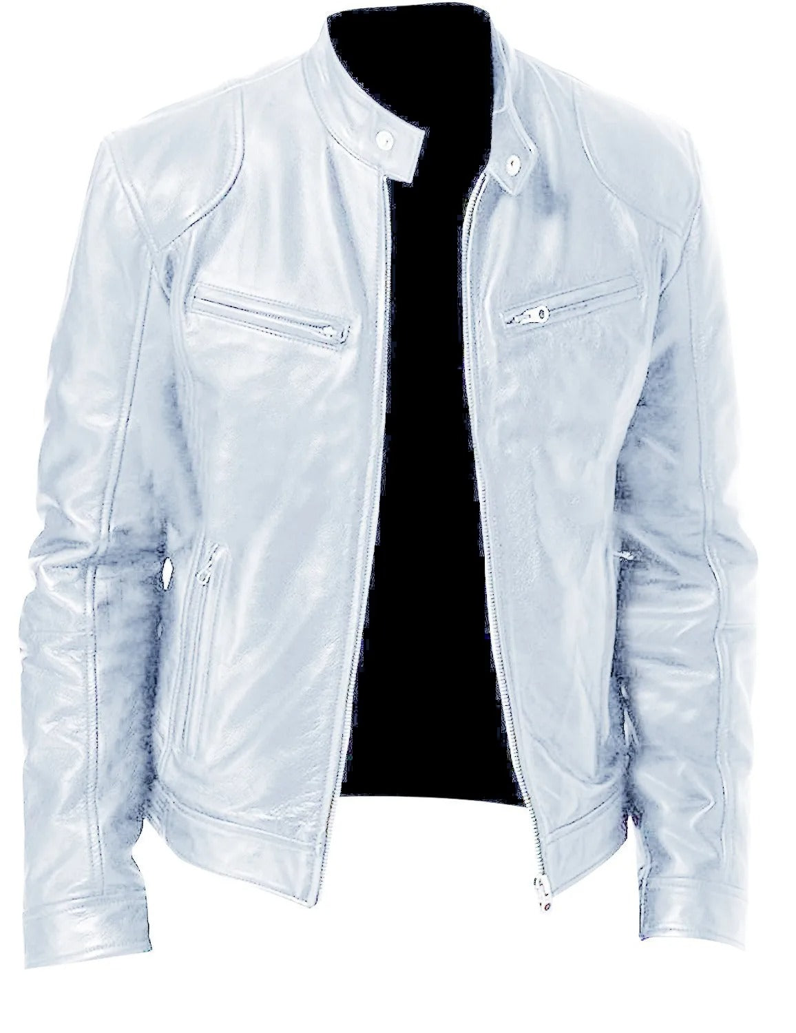 Stand-up collar leather jacket - Dallas