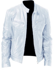 Stand-up collar leather jacket - Dallas