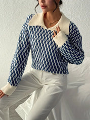 Patterned pullover with collar - Yaretzi