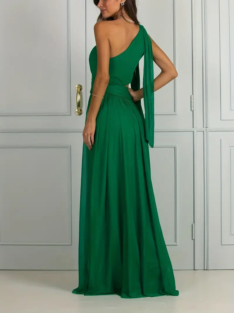 Asymmetric pleated maxi dress with one shoulder - Madelyn