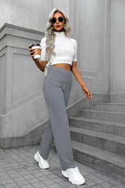 High-waisted elastic casual trousers - Kimberly