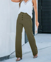 High-waisted elastic casual trousers - Kimberly